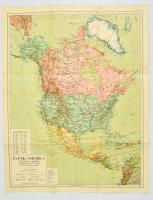 cca 1930 Észak-Amerika politikai térképe, az alaptérképet tervezte és rajzolta Kogutowicz Manó, kiadja a Magyar Földrajzi Intézet Rt., szakadással, 52,5×41 cm