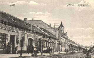 Titel, Fő utca, gyógyszertár, Nonnenmacher Jenő üzlete és saját kiadása / main street with shop and pharmacy (EK)