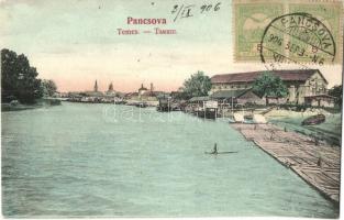 Pancsova, Pancevo; Temes folyó, kikötő, rakpart. Kohn Samu kiadása / Timis River, port, quay. TCV card
