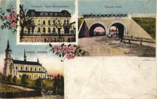 Ternopil, Tarnopol; Kasa Oszczednosci, Zelazny most, Kosciól Jezuitow / savings bank, bridge, Jesuit church (EK)