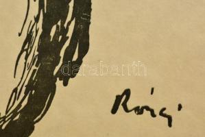 Rippl-Rónai József (1861-1927): Térdelő akt, cinkográfia, papír, jelzett a cinkográfián, 35,5×26 cm ...