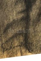 Derkovits jelzéssel: Meditáló női portré. Szén, papír, apró szakadással, 61×42 cm