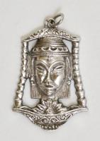 Ezüst(Ag) Buddha fej függő, jelzett, 4x2,5 cm nettó: 8,7 g
