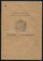 1928 A Magyar Királyság által kiadott fényképes útlevél, okmánybélyeggel,  bejegyzésekkel, pecsétekkel / Hungarian passport