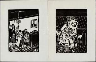 Frans Masereel (1889-1972): 10 db fametszet, papír, jelzettek a metszeten, 16x11 cm