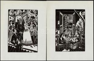 Frans Masereel (1889-1972): 10 db fametszet, papír, jelzettek a metszeten, 16x11 cm