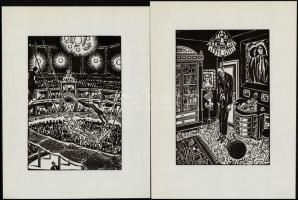 Frans Masereel (1889-1972): 10 db fametszet, papír, jelzettek a metszeten, 16x11 cm