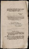 1823 Körözési hirdetmények, német és magyar nyelven, viseltes állapotban, 38,5x23 cm