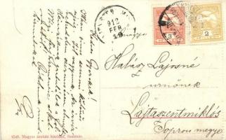 1912 Szatmárnémeti (Szatmár), Satu Mare, Sathmar; Attila utca, utcai árus, Magyar Áruház és saját ki...