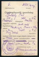 1930 Gépjárművezetői igazolvány, fényképpel, pecséttel