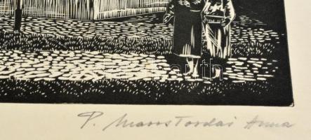 4 db szocreál fametszet, közte Marostordai Anna is, fametszet, papír, részben jelzett, különböző mér...