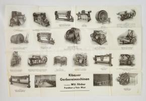 cca 1930 Klöckner tímárüzemi gépek nagyméretű prospektusa, összehajtva, 60x90 cm