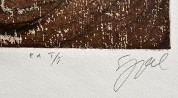 Olvashatatlan jelzéssel: Sóhajtás, rézkarc/aquatinta, papír, számozott (1/5), 24,5×23 cm