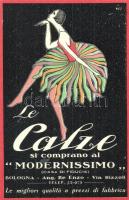 Le Calze si comprano al Modernissimo. Bologna, Ang. Re Enzo / Modernissimo Italian stockings advertisement. Minarelli s: Nasi