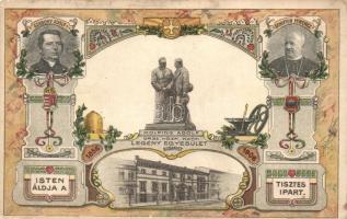 1856-1906 Budapest, Országos Központi Katolikus Legény Egyesület 50. évfordulójára készített emléklap. Szaboky Adolf, Kolping Adolf és Schiffer Ferenc, Art Nouveau litho. Tervezte Killinger Hugó (fl)