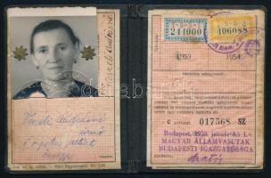 1950 Magyar Államvasutak arcképes igazolványa közszolgálati alkalmazottak és családtagjaik részére