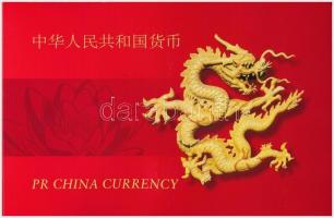 Kína 1986-2002. 1f-1Y (6xklf) forgalmi sor + 1999. 1Y bankjegy, karton díszcsomagolásban T:1,I China 1986-2002. 1 Fen - 1 Yuan (6xklf) coin set + 1999. 1 Yuan banknote, in cardboard case C:UNC