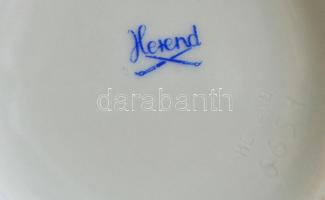 Herendi virág mintás váza, kézzel festett, kopott, jelzett, m: 22 cm, d:16 cm