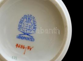 Herendi indiai kosár mintás váza, kézzel festett, jelzett, hibátlan, m: 16,5 cm