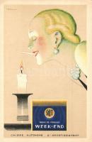 Week-End Tabac de Virginie. Caisse Autonome dAmortissement / French cigarette advertisement s: René Vincent