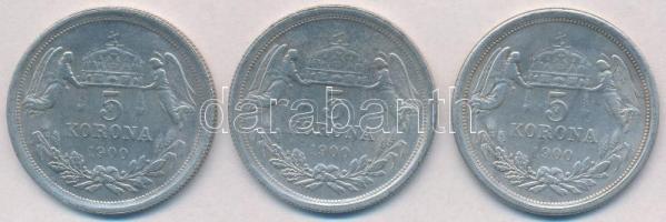 1900. 5K (3x) hamisítványok T:2-