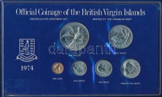 Brit Virgin-szigetek 1974. 1c-1D (6xklf) forgalmi szett eredeti tokban T:1  British Virgin Islands 1974. 1 Cent - 1 Dollar (6xdiff) coin set in original case C:UNC