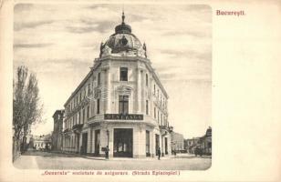 Bucharest, Bucuresti; Generala societate de asigurare, Strada Episcopiei / street view with insurance company