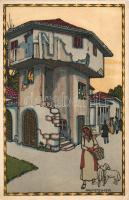 1913 Vienna, Wien; Oesterreichische Adria Ausstellung, Buccari Türkisches Haus / Austrian Adriatic Exhibition advertisement art postcard, Turkish house in Bakar. Kilophot GMBH Wien Serie A 14. litho s: Kalmsteiner (EK)