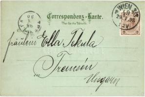 1898 Vienna, Wien XIX. Kahlenberg, Gruss aus Restauration Kahlenberg / cogwheel railway with locomot...