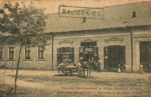 Bácsbokod, Schön Ábrahám üzlete, szekér. W. L. 1956. (r)