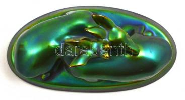 Zsolnay eozin mázas őzpár, jelzett, hibátlan, h:16 cm, m:8 cm