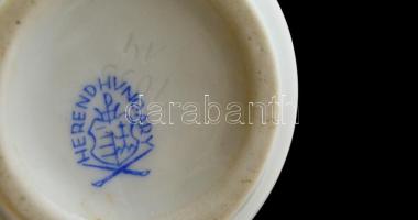 Herendi virág mintás kis váza, kézzel festett, jelzett, hibátlan, m:12 cm