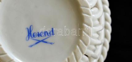 Herendi csipkebogyó mintás áttört kosár, kézzel festett, jelzett, hibátlan,  d:9 cm