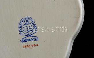 Herendi Viktória mintás kis tálka, kézzel festett, jelzett, apró kopásokkal, 13,5×9 cm