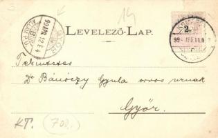 1899 Komárom, Komárno; Kőszűz a várban, Várkapu, Vashíd, Tiszti Kaszinó / statue, bastion tower, cas...