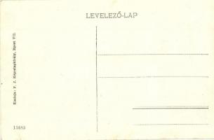 Budapest VI. Nyugati pályaudvar, Sturm József sörcsarnoka, villamosok, utcai árusok. Kiadja F. J. Ké...