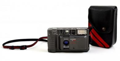 Hanimex 35 XAF Auto Focus automata filmes fényképezőgép, elem nélkül (2 db ceruzelemmel működik), eredeti műbőr tokjában, jó állapotban