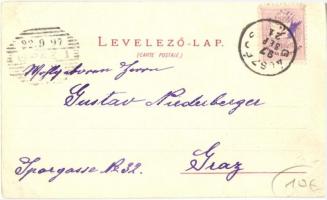 1897 (Vorläufer!) Budapest, Népszínház, Lánchíd, Andrássy út villamossal. Magyar Automatagyár és köl...