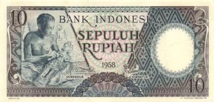 Indonézia 1958. 5R, 10R, 100R, 1000R T:I,I- + 1959. 5R, 10R T:I