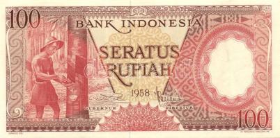 Indonézia 1958. 5R, 10R, 100R, 1000R T:I,I- + 1959. 5R, 10R T:I