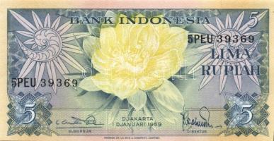 Indonézia 1958. 5R, 10R, 100R, 1000R T:I,I- + 1959. 5R, 10R T:I