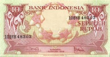 Indonézia 1958. 5R, 10R, 100R, 1000R T:I,I- + 1959. 5R, 10R T:I