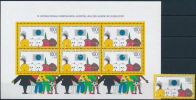 Nemzetközi ifjúsági bélyegkiállítás blokkból kitépett bélyeg + blokk, International Youth Stamp Exhibition stamp removed from block + block