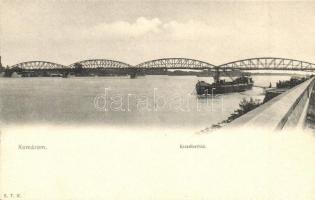 Komárom, Komárno; Erzsébet híd, uszály / bridge, barge
