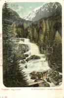 Tátra, Tarpatak, Nagy vízesés, híd. Kiadja Feitzinger Ede 1904/14. / Kohlbachthal, Grosser Wasserfall / waterfall, bridge (kopott sarkak / worn corners)