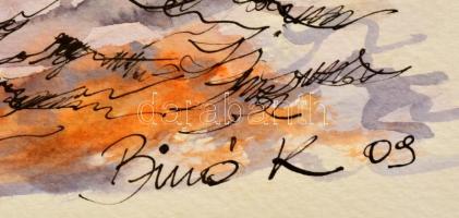 Binó jelzéssel: Hajók, akvarell-tus, papír, 24×32 cm