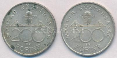 1993. 200Ft Ag "MNB" (2x) T:2 patina