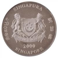 Szingapúr 2000. 10$ Cu-Ni Sárkány éve lezárt kapszulában, eredeti, sérült tokban T:PP Singapore 2000. 10 Dollars Cu-Ni Year of the Dragon in sealed capsule, in original but damaged case C:PP