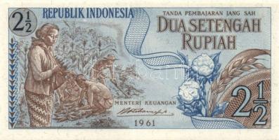 Indonézia 1961. 1R, 2 1/2R T:I + 1963. 10R T:I