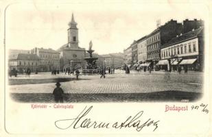 1901 Budapest VIII. Kálvin tér szökőkúttal és templommal  (EK)